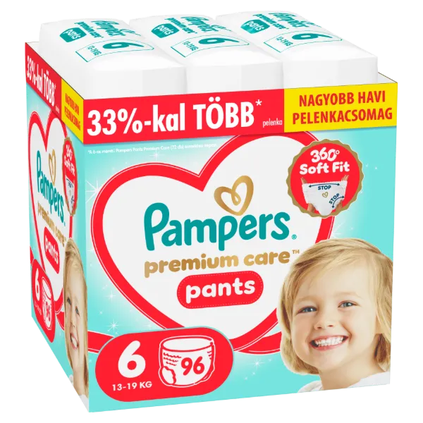 Pampers Premium Care Bugyipelenka, Méret: 6, 96 db Pelenka, 13kg-19kg termékhez kapcsolódó kép