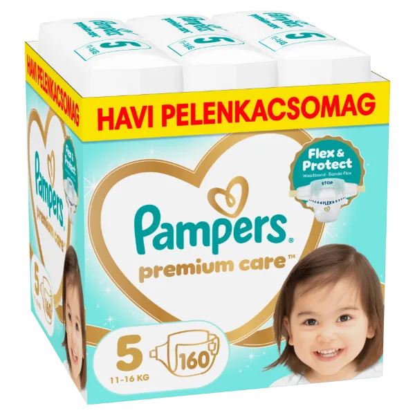 Pampers Premium Care Pelenka, Méret: 5, 160 db, 11kg-16kg termékhez kapcsolódó kép