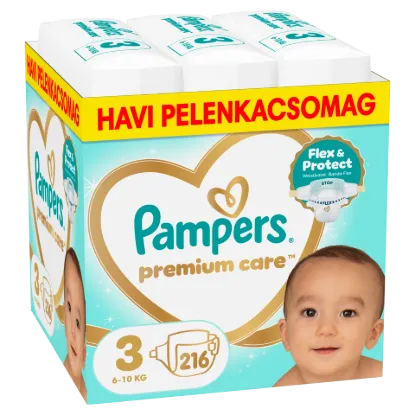 Pampers Premium Care Pelenka, Méret: 3, 216 db, 6kg-10kg termékhez kapcsolódó kép