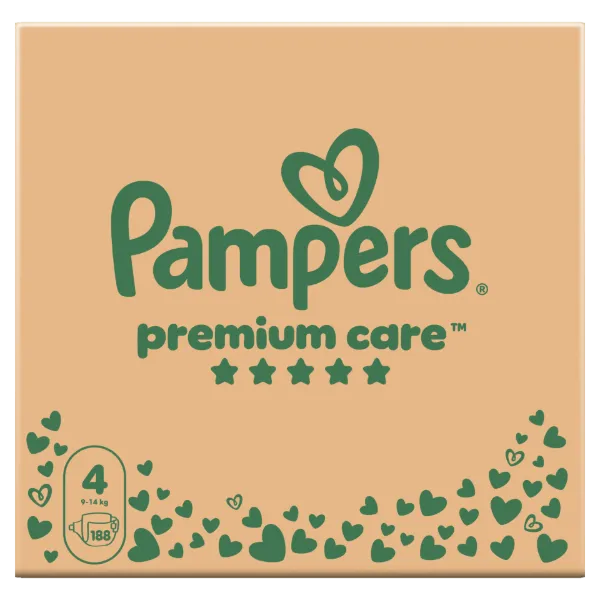 Pampers Premium Care Pelenka, Méret: 4, 188 db, 9kg-14kg termékhez kapcsolódó kép