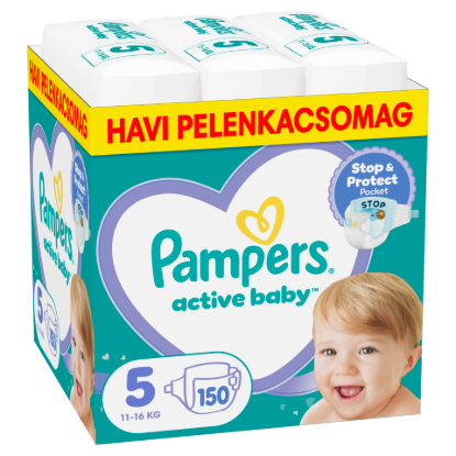 Pampers Active Baby pelenka - havi pelenkacsomag, Méret: 5, 150 db Pelenka, 11kg-16kg termékhez kapcsolódó kép