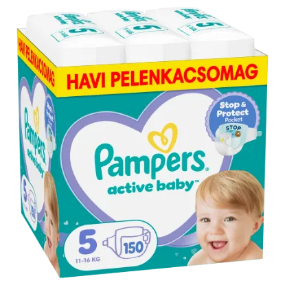 Pampers Active Baby pelenka - havi pelenkacsomag, Méret: 5, 150 db Pelenka, 11kg-16kg termékhez kapcsolódó kép