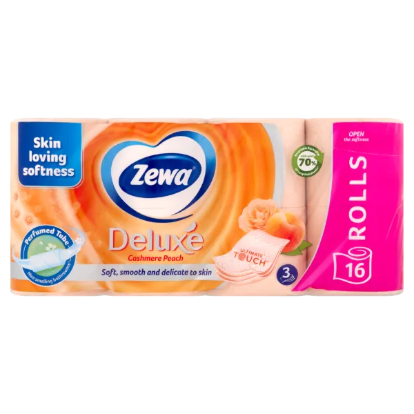 Zewa Deluxe Cashmere Peach toalettpapír 3 rétegű 16 tekercs termékhez kapcsolódó kép