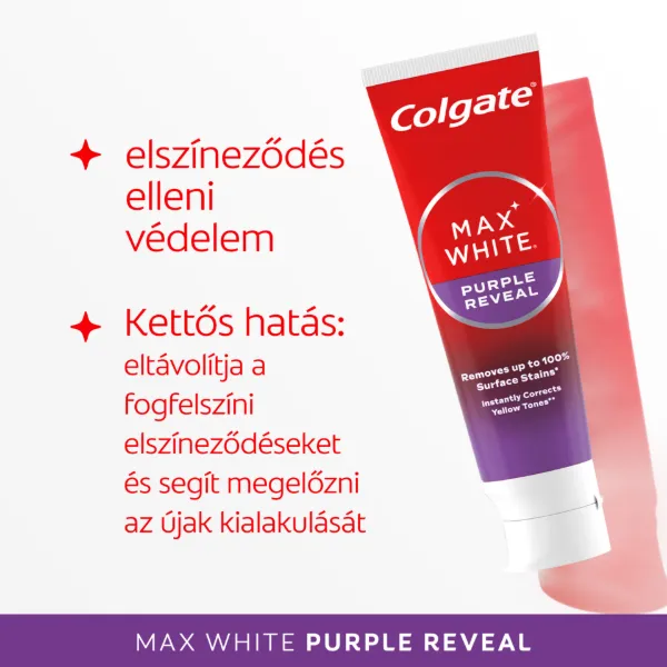 Colgate Max White Purple Reveal fogfehérítő fogkrém 75 ml termékhez kapcsolódó kép