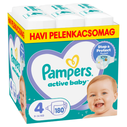 Pampers Active Baby pelenka - havi pelenkacsomag, Méret: 4, 180 db Pelenka, 9kg - 14kg termékhez kapcsolódó kép