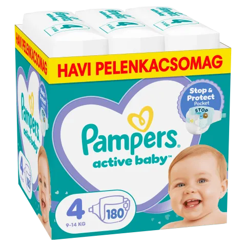 Pampers Active Baby pelenka - havi pelenkacsomag, Méret: 4, 180 db Pelenka, 9kg - 14kg termékhez kapcsolódó kép