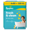 Pampers Fresh Clean Baby Nedves Törlőkendő, 4 Csomag x 80 Törlőkendő  db Baba Nedves Törlőkendő termékhez kapcsolódó kép