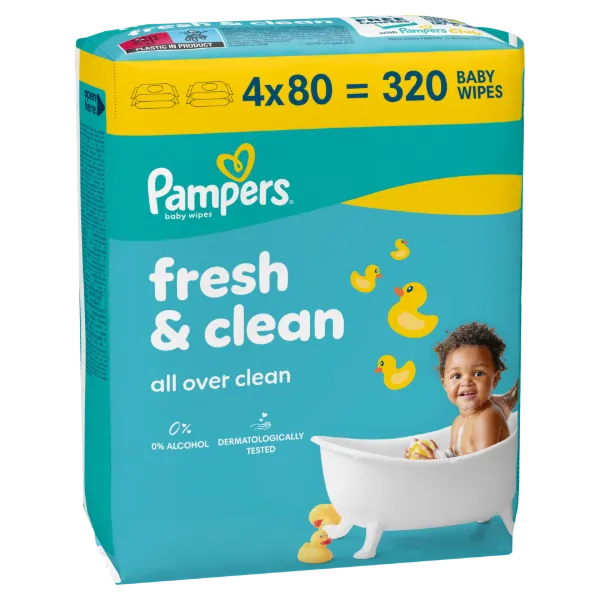 Pampers Fresh Clean Baby Nedves Törlőkendő, 4 Csomag x 80 Törlőkendő  db Baba Nedves Törlőkendő termékhez kapcsolódó kép