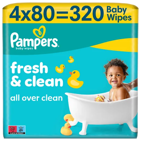 Pampers Fresh Clean Baby Nedves Törlőkendő, 4 Csomag x 80 Törlőkendő  db Baba Nedves Törlőkendő termékhez kapcsolódó kép