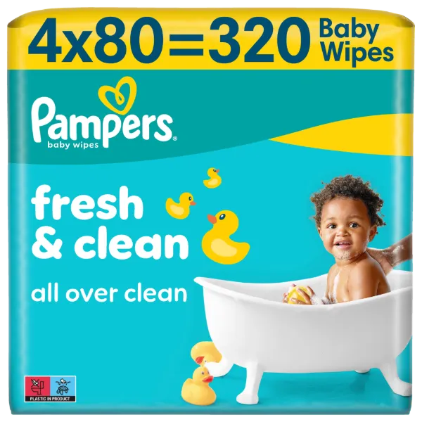 Pampers Fresh Clean Baby Nedves Törlőkendő, 4 Csomag x 80 Törlőkendő  db Baba Nedves Törlőkendő termékhez kapcsolódó kép