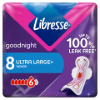 Libresse Ultra Large+ Goodnight egészségügyi betét éjszakai használatra 8 db termékhez kapcsolódó kép