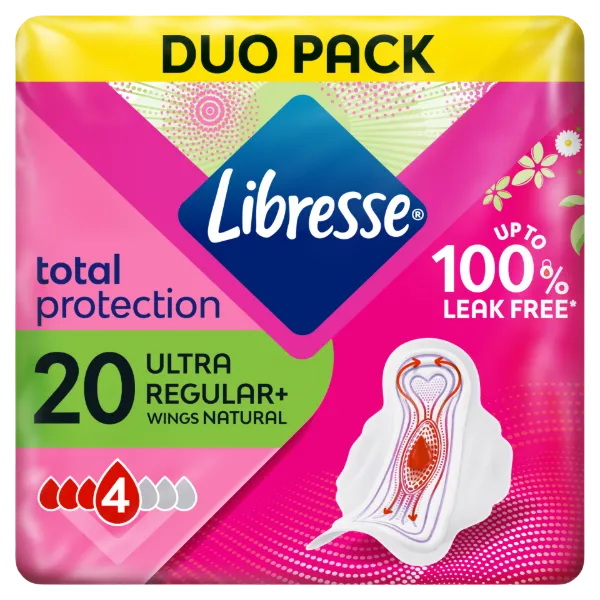 Libresse Ultra Regular+ Total Protection egészségügyi betét aloe vera kivonattal 20 db termékhez kapcsolódó kép