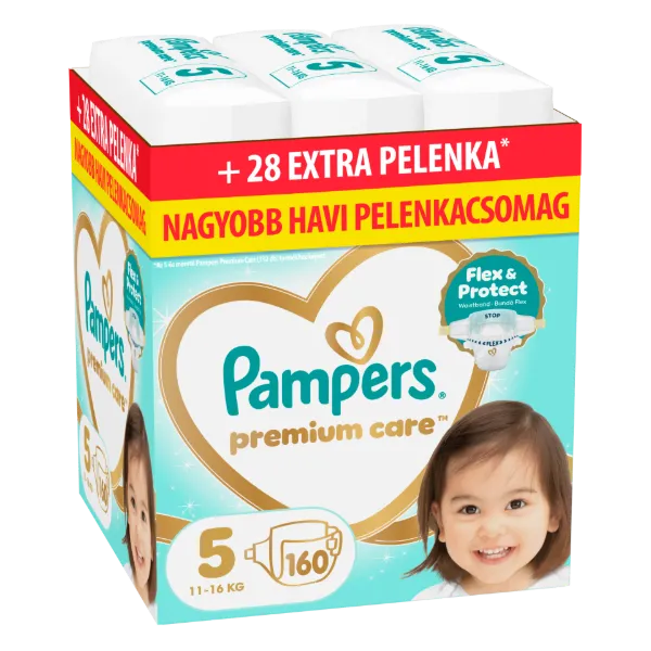 Pampers Premium Care Pelenka, Méret: 5, 160 db, 11kg-16kg termékhez kapcsolódó kép