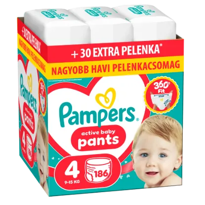 Pampers Active Baby Bugyipelenka, Méret: 4, 186 db Pelenka, 9kg-15kg termékhez kapcsolódó kép