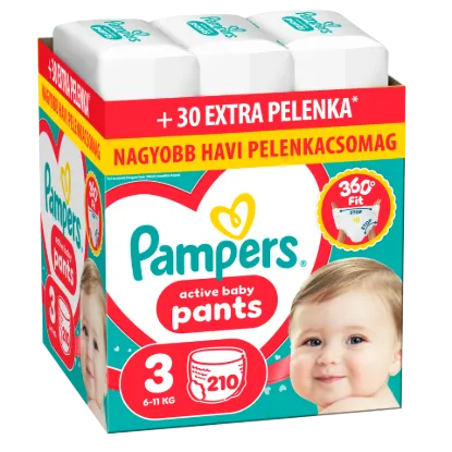 Pampers Active Baby Bugyipelenka, Méret: 3, 214 db Pelenka, 6kg-11kg termékhez kapcsolódó kép