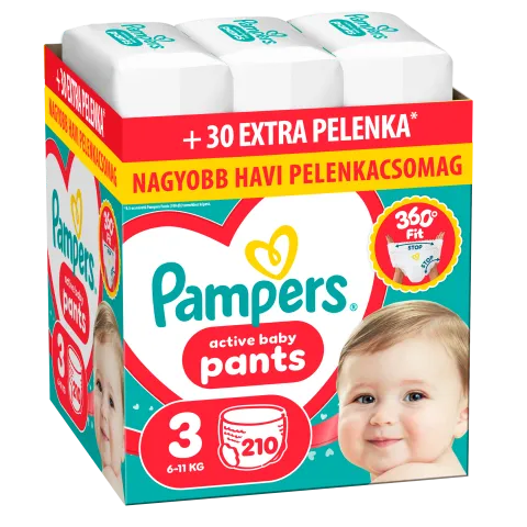 Pampers Active Baby Bugyipelenka, Méret: 3, 214 db Pelenka, 6kg-11kg termékhez kapcsolódó kép