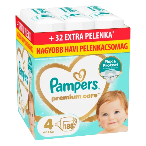 Pampers Premium Care Pelenka, Méret: 4, 188 db, 9kg-14kg termékhez kapcsolódó kép