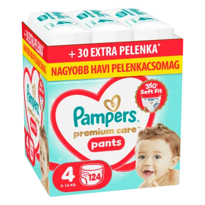 Pampers Premium Care Bugyipelenka, Méret: 4, 124 db Pelenka, 9kg-15kg termékhez kapcsolódó kép