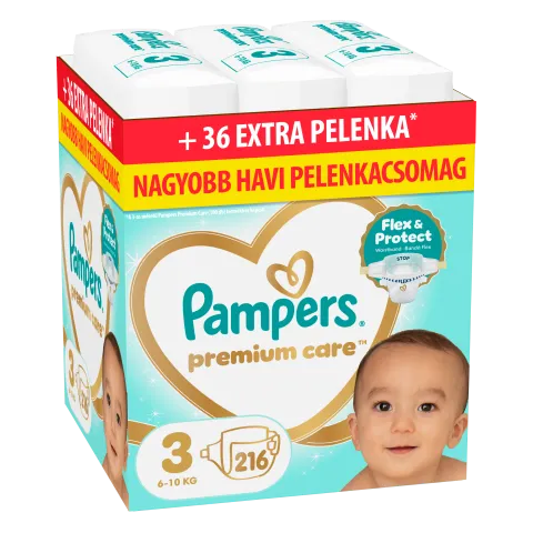 Pampers Premium Care Pelenka, Méret: 3, 216 db, 6kg-10kg termékhez kapcsolódó kép