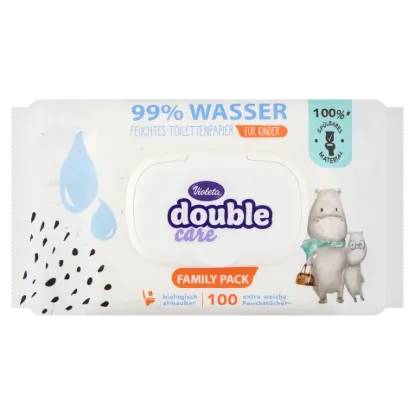 Violeta Double Care 99% vizet tartalmazó nedves WC-papír gyerekeknek 100 db termékhez kapcsolódó kép