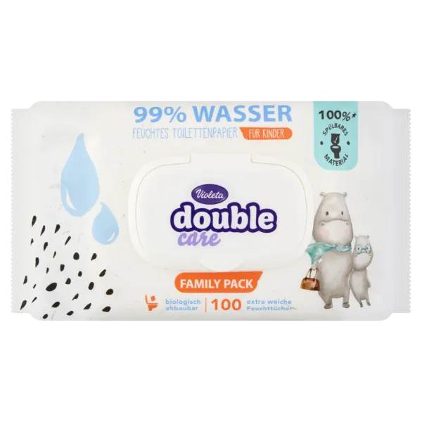 Violeta Double Care 99% vizet tartalmazó nedves WC-papír gyerekeknek 100 db termékhez kapcsolódó kép