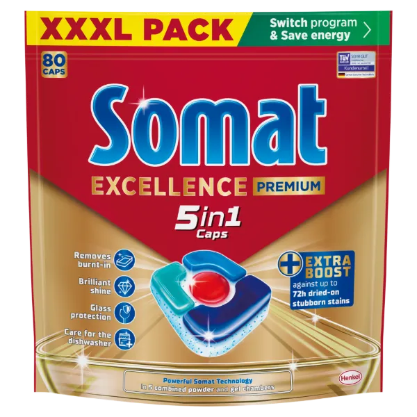 Somat Excellence Premium gépi mosogatószer kapszula 80 db 1488 g termékhez kapcsolódó kép