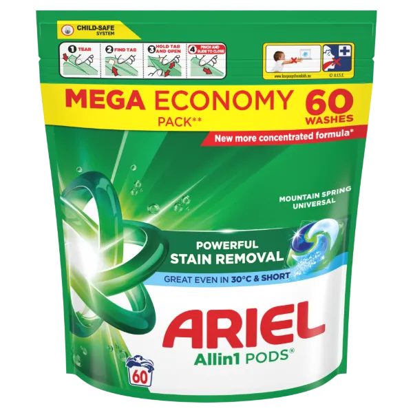 Ariel Allin1 PODS Mountain Spring Universal Mosókapszula, 60 Mosáshoz termékhez kapcsolódó kép