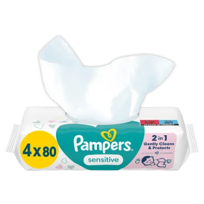 Pampers Sensitive Nedves Törlőkendő, 4 csomag = 320 db Törlőkendő termékhez kapcsolódó kép