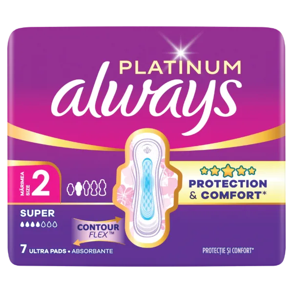 Always Platinum Super (2-es méret) Szárnyas Egészségügyi Betét, 7 db termékhez kapcsolódó kép