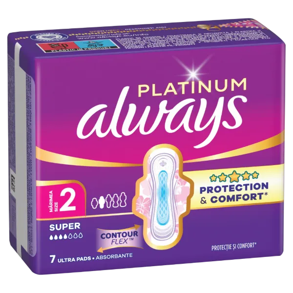 Always Platinum Super (2-es méret) Szárnyas Egészségügyi Betét, 7 db termékhez kapcsolódó kép