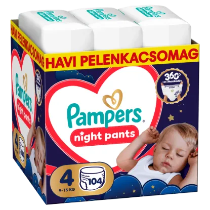 Pampers Night Bugyipelenka, Méret: 4, 104 db Pelenka, 9kg-15kg termékhez kapcsolódó kép
