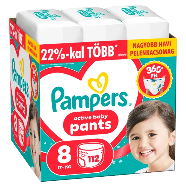 Pampers Active Baby Bugyipelenka, Méret: 8, 110 db Pelenka, 17kg+ termékhez kapcsolódó kép