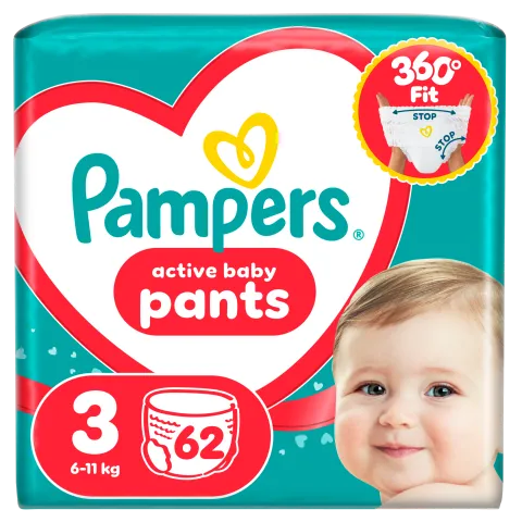 Pampers Active Baby Bugyipelenka, Méret: 3, 62 db Pelenka, 6kg-11kg termékhez kapcsolódó kép