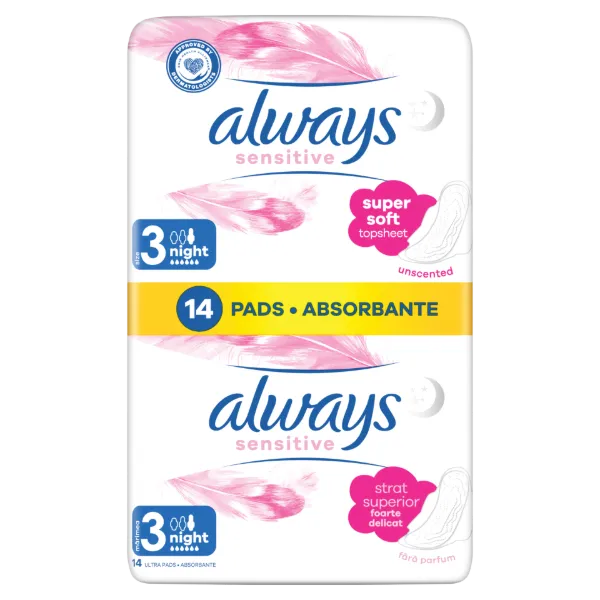 Always Ultra Sensitive Night (3-as Méret) Egészségügyi Betét, 14 db termékhez kapcsolódó kép