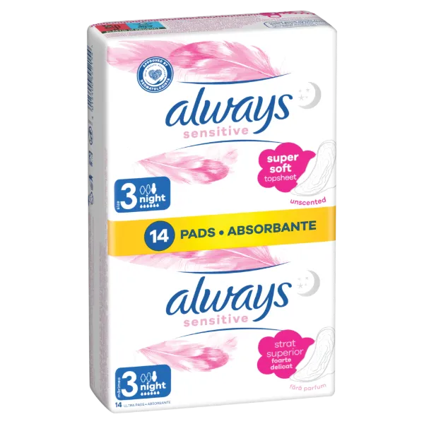 Always Ultra Sensitive Night (3-as Méret) Egészségügyi Betét, 14 db termékhez kapcsolódó kép