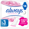 Always Ultra Sensitive Night (3-as Méret) Egészségügyi Betét, 14 db termékhez kapcsolódó kép