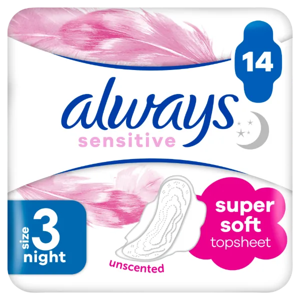 Always Ultra Sensitive Night (3-as Méret) Egészségügyi Betét, 14 db termékhez kapcsolódó kép