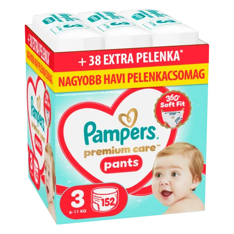 Pampers Premium Care Bugyipelenka, Méret: 3, 152 db Pelenka, 6kg-11kg termékhez kapcsolódó kép