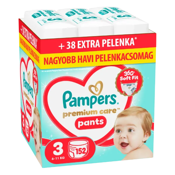Pampers Premium Care Bugyipelenka, Méret: 3, 152 db Pelenka, 6kg-11kg termékhez kapcsolódó kép
