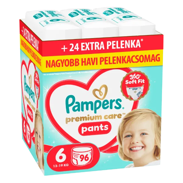 Pampers Premium Care Bugyipelenka, Méret: 6, 96 db Pelenka, 13kg-19kg termékhez kapcsolódó kép