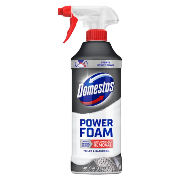 Domestos Power Foam WC és fürdőszoba tisztító hab 435 ml Vízkőoldó termékhez kapcsolódó kép