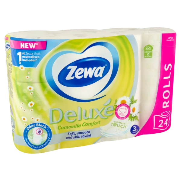 Zewa Deluxe Camomile Comfort toalettpapír 3 rétegű 24 tekercs termékhez kapcsolódó kép