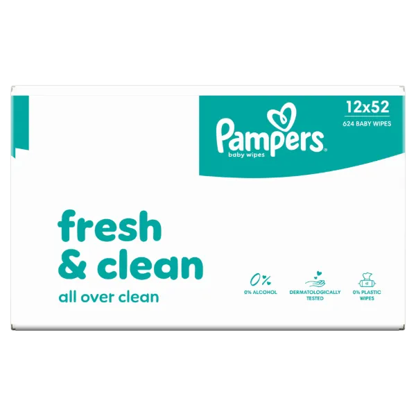 Pampers Fresh Clean Baby Nedves Törlőkendő, 12 Csomag x 52 Törlőkendő db Baba Nedves Törlőkendő termékhez kapcsolódó kép