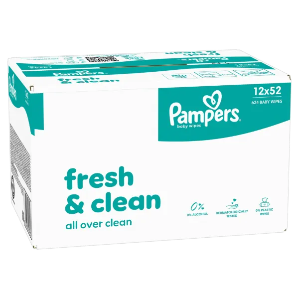 Pampers Fresh Clean Baby Nedves Törlőkendő, 12 Csomag x 52 Törlőkendő db Baba Nedves Törlőkendő termékhez kapcsolódó kép