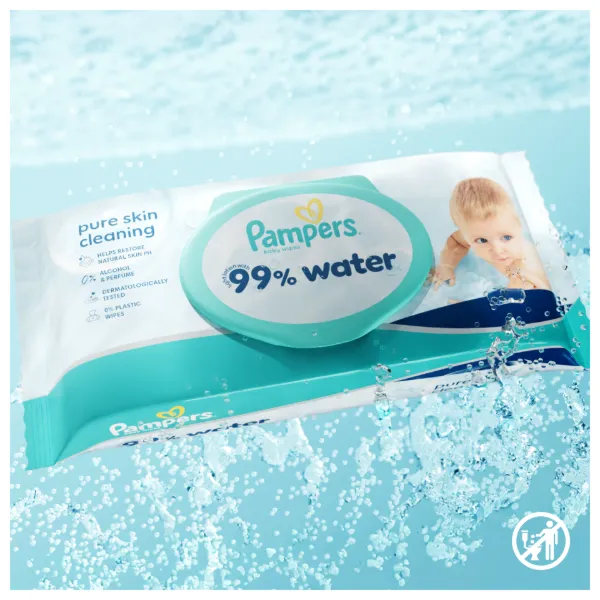 Pampers 99%-ban Vízalapú Baby Nedves Törlőkendő, 18 Csomag x 60 Törlőkendő db Baba Nedves Törlőkendő termékhez kapcsolódó kép