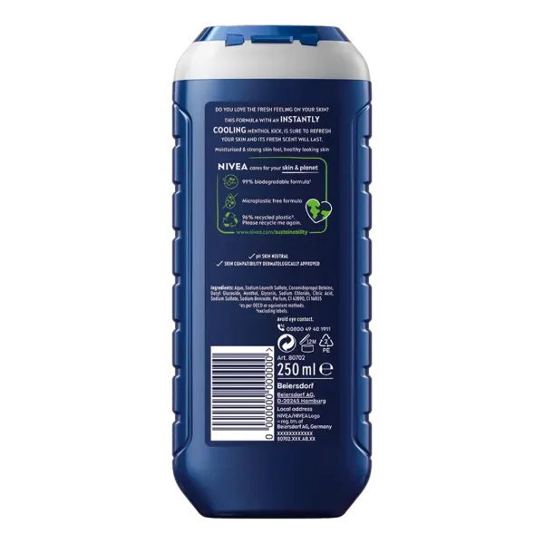 NIVEA MEN tusfürdő 250ml Fresh Kick termékhez kapcsolódó kép