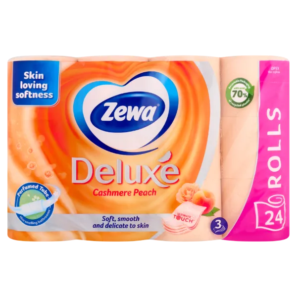Zewa Deluxe Cashmere Peach toalettpapír 3 rétegű 24 tekercs termékhez kapcsolódó kép
