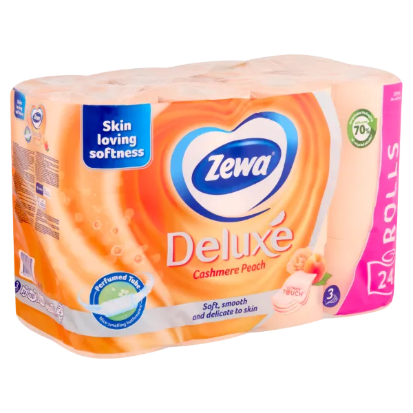 Zewa Deluxe Cashmere Peach toalettpapír 3 rétegű 24 tekercs termékhez kapcsolódó kép