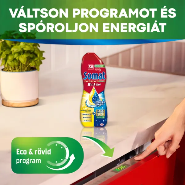 Somat Excellence Premium Power & Pearls gépi mosogatószer gél 38 mosogatás 684 ml termékhez kapcsolódó kép