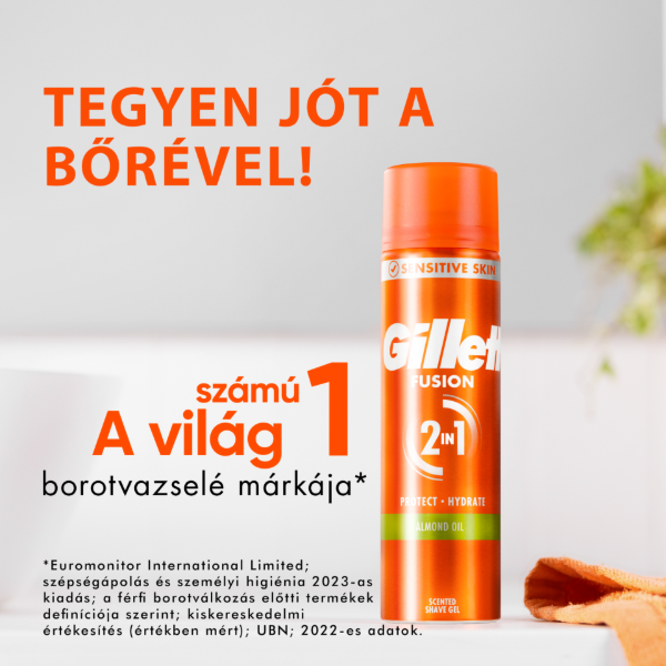 Gillette Fusion Borotvazselé Mandulaolajjal, Érzékeny Bőrre, 200ml termékhez kapcsolódó kép
